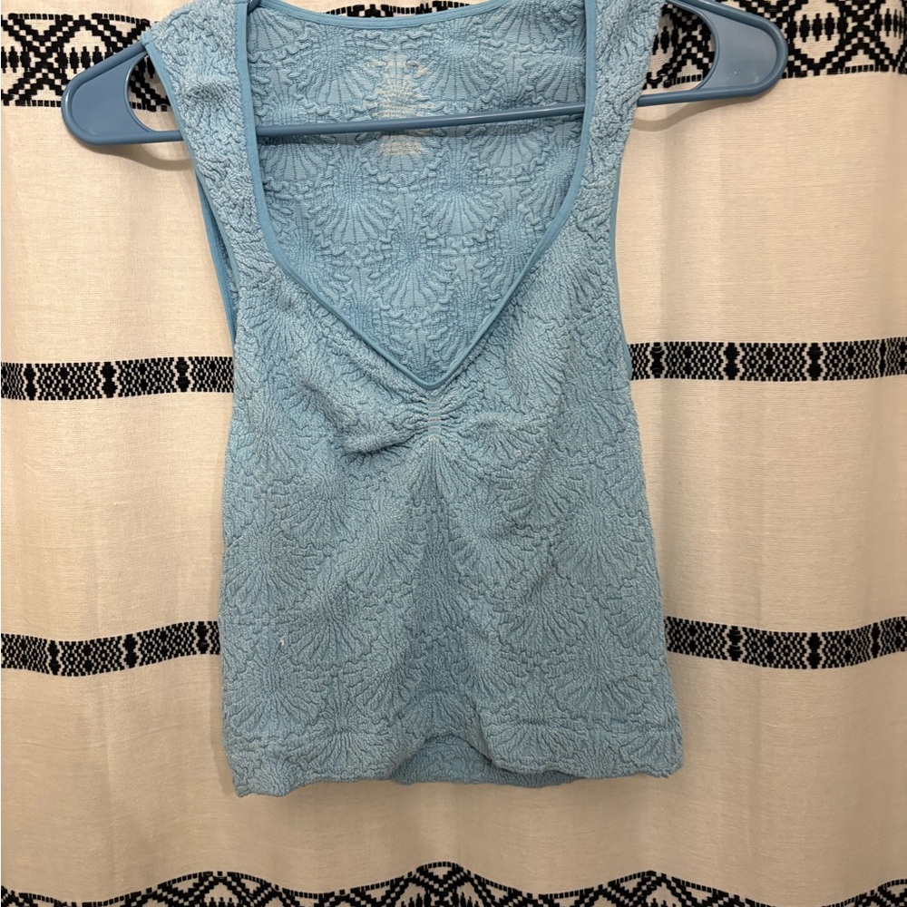 Free People Movement Textured Baby Blue Sleeveless Top